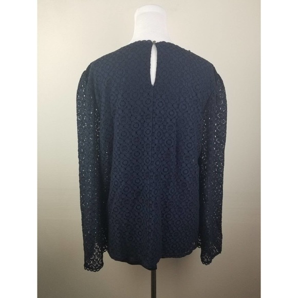 Banana Republic Womens XL top Navy Lace Blouse Sleeveless flare bell sleeve - Picture 4 of 7